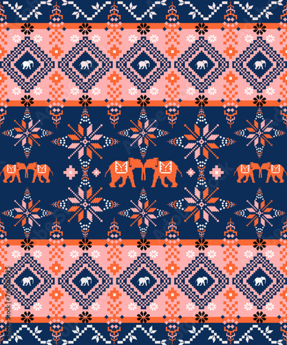 Elephant Fabric texture , pixel ,design for texture ,  thai pattern , clothing , blue texture , blue elephant 

 