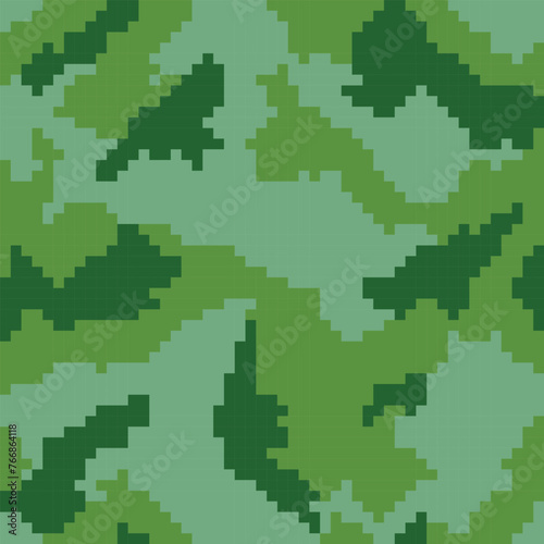 Pixelated green camouflage pattern
