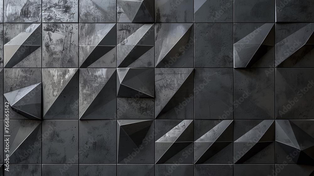 polished wall with semigloss finish and triangular tiles, 3d render of black blocks wallpaper, geometric design, modern architecture and luxury interior pattern polished wall with semigloss finish and triangular tiles, 3d render of black blocks wallpaper, geometric design, modern architecture and luxury interior pattern