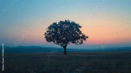 Solitary Tree at Twilight