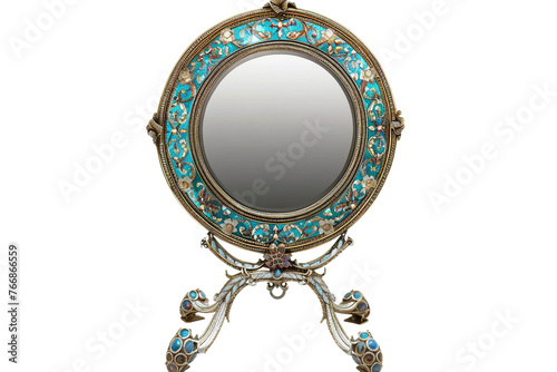 A Russian Mirror with Gilded Silver on Transparent Background. PNG