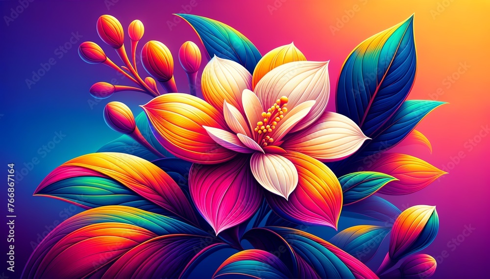 Fototapeta premium Vibrant Colorful Jasmine Flower.