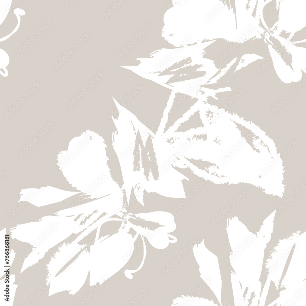 Obraz premium Neutral Colour Abstract Floral Seamless Pattern Design