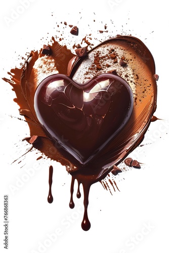 Molten chocolate poored in the shape of a heart photo