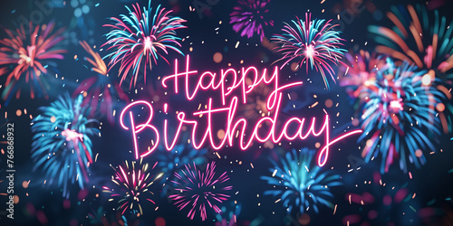 Festive birthday card with colorful bursts