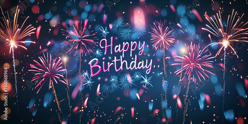 Festive birthday card with colorful bursts