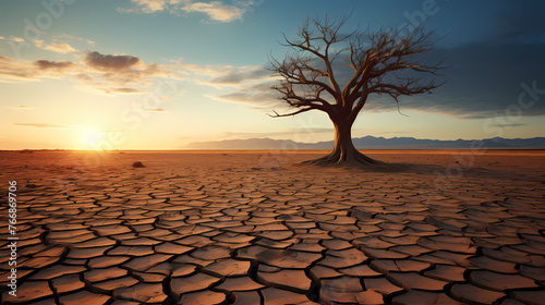 Cracked trees on the ground, drought and global warming © xuan