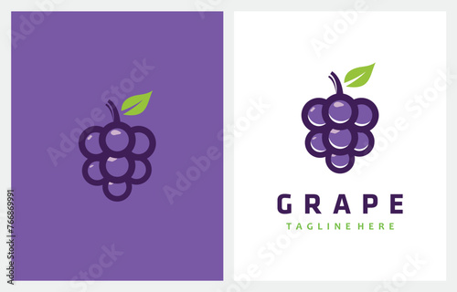Grape Fruit Line Art Purple logo design