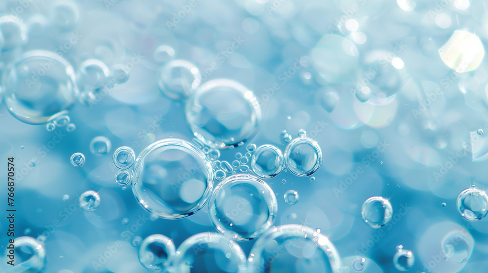 close-up of bubbles on a surface, with a blueish hue