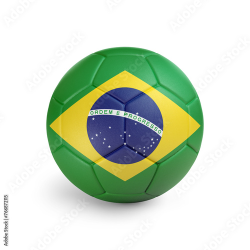 Soccer ball with Brazil team flag  isolated on white background