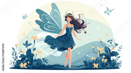 Celestial fairy isolated on white background flat vector