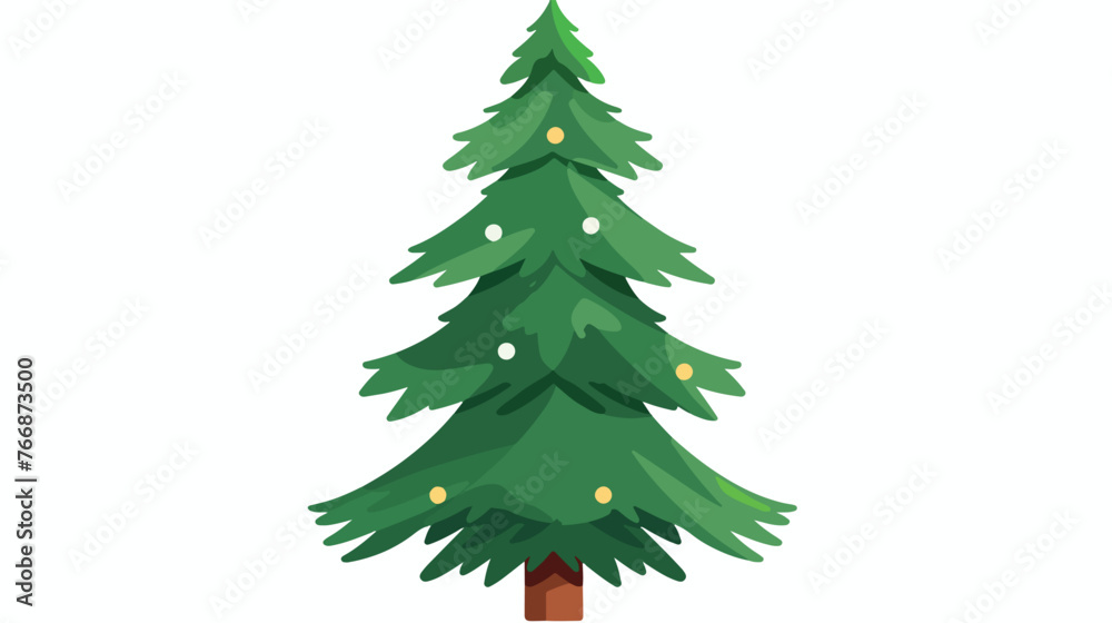 Christmas Tree Green Flat Icon On White Background flat