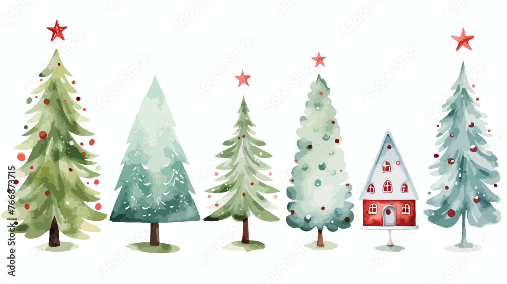 Christmas Watercolor flat vector isolated on white background