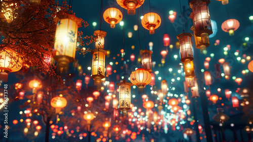 Vibrant Illumination: Colorful Lanterns Adorning Cultural Festivities
