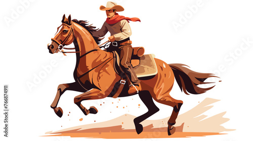 Cowboy flat vector isolated on white background