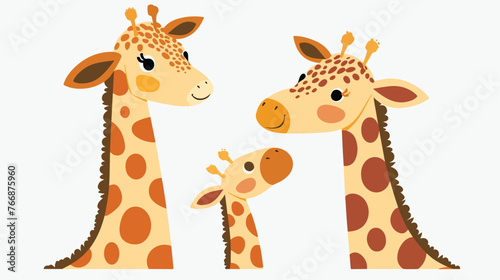 Cute Baby Giraffe Mother and Baby Illustration 