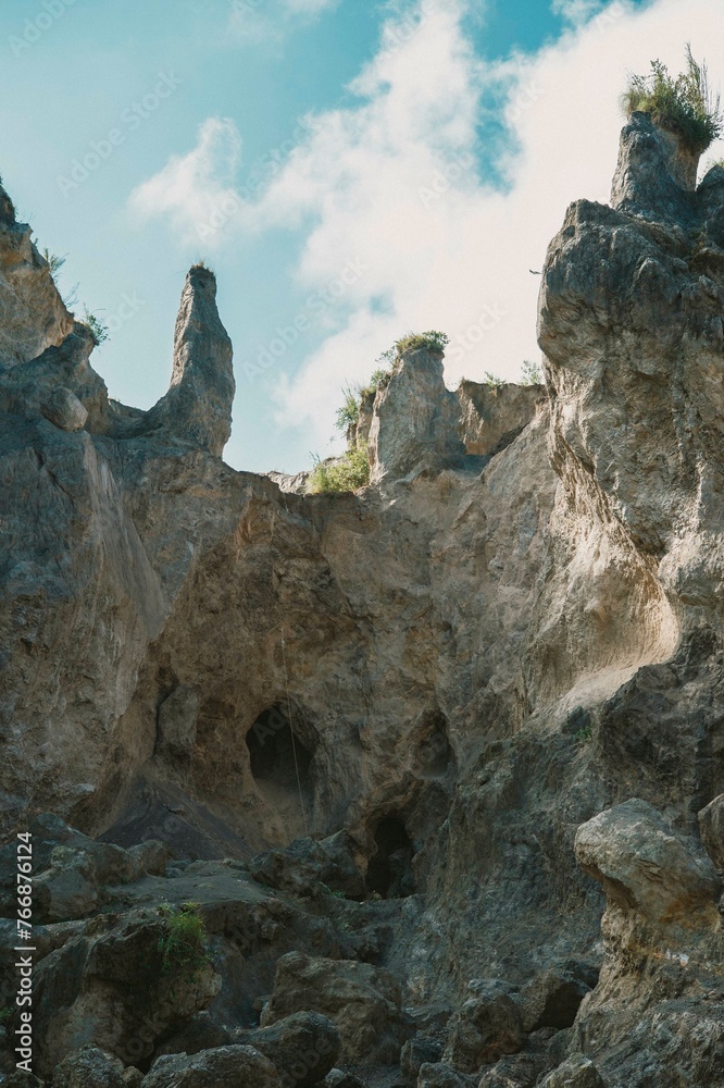 inside a cave dug deep into the mountain inside a cave dug deep into the mountain