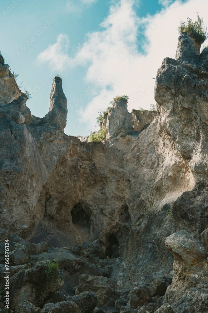 inside a cave dug deep into the mountain