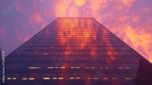 Tall buildings at sunset