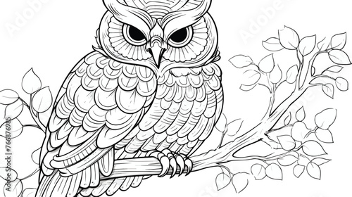 Cute sleeping owl in zentangle style coloring page 