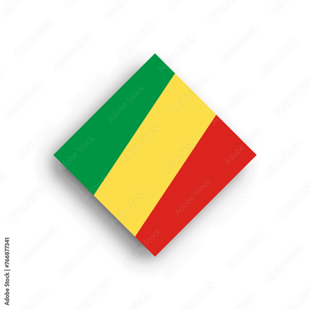 Republic of the Congo flag - rhombus shape icon with dropped shadow isolated on white background Republic of the Congo flag - rhombus shape icon with dropped shadow isolated on white background