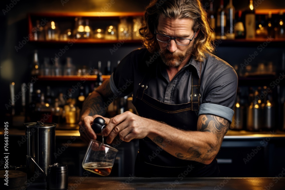A bartender expertly crafting a Coffee Cocktail, showcasing the artistry and skill behind the bar