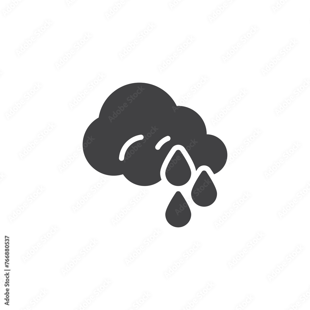 Raindrops falling from a cloud vector icon Raindrops falling from a cloud vector icon