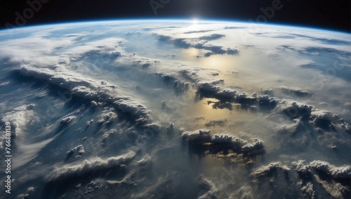 Earth from space  where clouds  cyclones  anticyclones and other atmospheric phenomena are visible