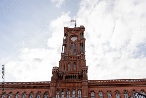 Red Town Hall at Alexanderplatz, Berlin, Germany. Red Town Hall close up. photo