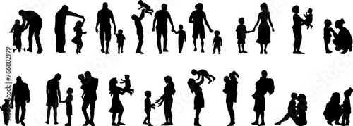 happy family silhouette collection. Vector stock photo
