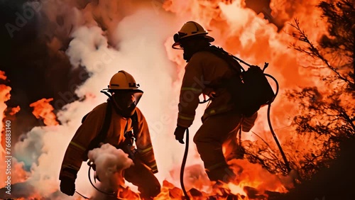 山火事と戦う消防士たち