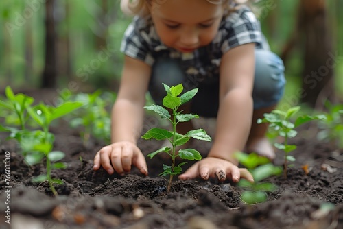 Little Girl Planting a Tree