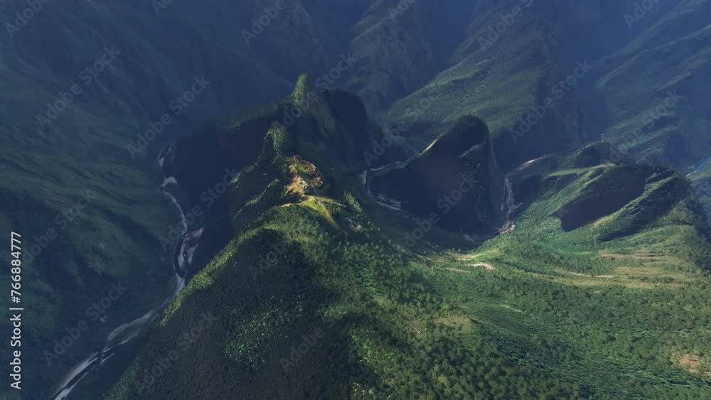 Aerial drone view of Historic Sanctuary of Machu Picchu. Peru