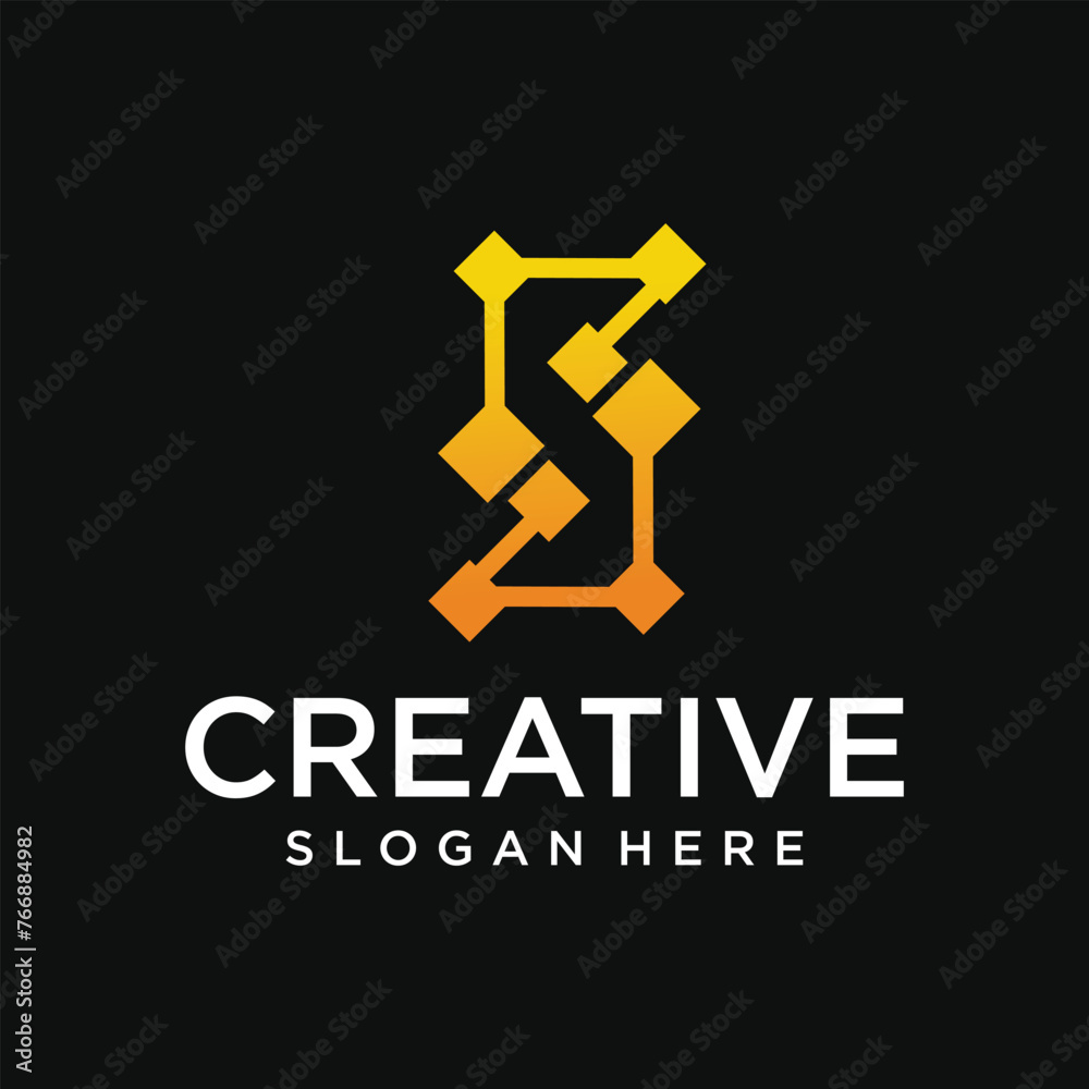 Collection of initial s monogram logo technology element design template for company