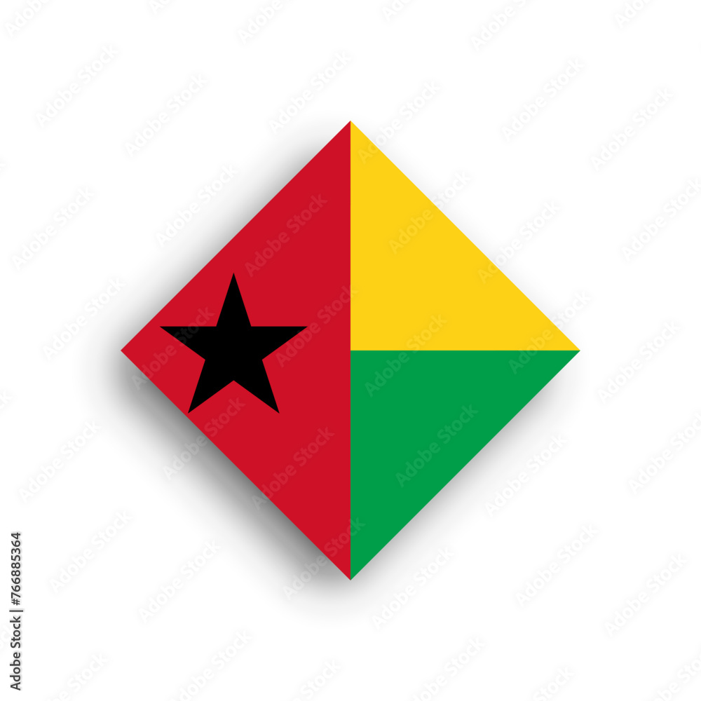 Guinea-Bissau flag - rhombus shape icon with dropped shadow isolated on white background Guinea-Bissau flag - rhombus shape icon with dropped shadow isolated on white background