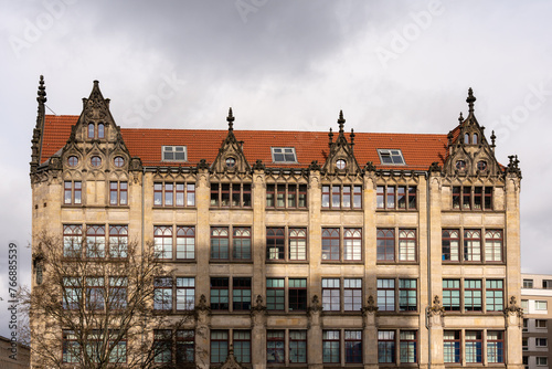 Facades of ancient houses in the European city of Berlin. Ancient houses in Berlin.