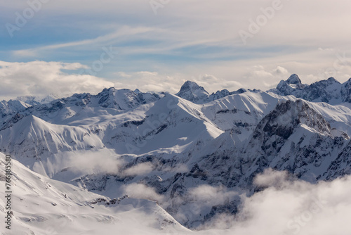 Alpine Alps mountain landscape at Oberstdorf. Top of Nebelhorn