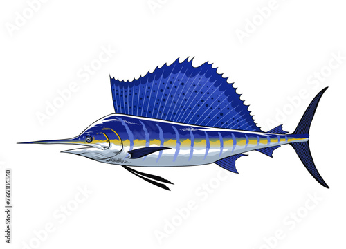 Big Atlantic Sailfish Realistic Illustration