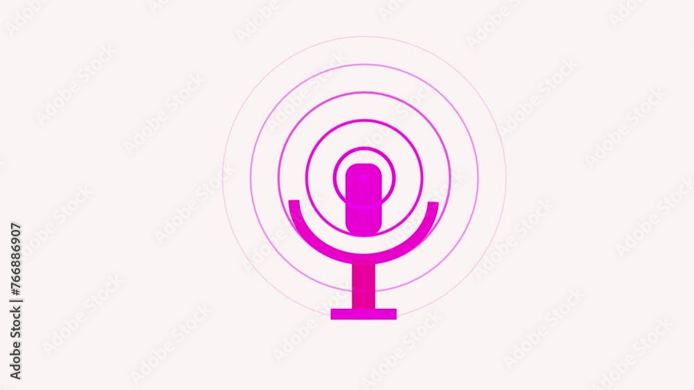 Voice recording podcast mic and performance microphone button icon animation. audio microphone icon animation.3d microphone logo icon pink color animation whith background. Voice recording podcast mic and performance microphone button icon animation. audio microphone icon animation.3d microphone logo icon pink color animation whith background.