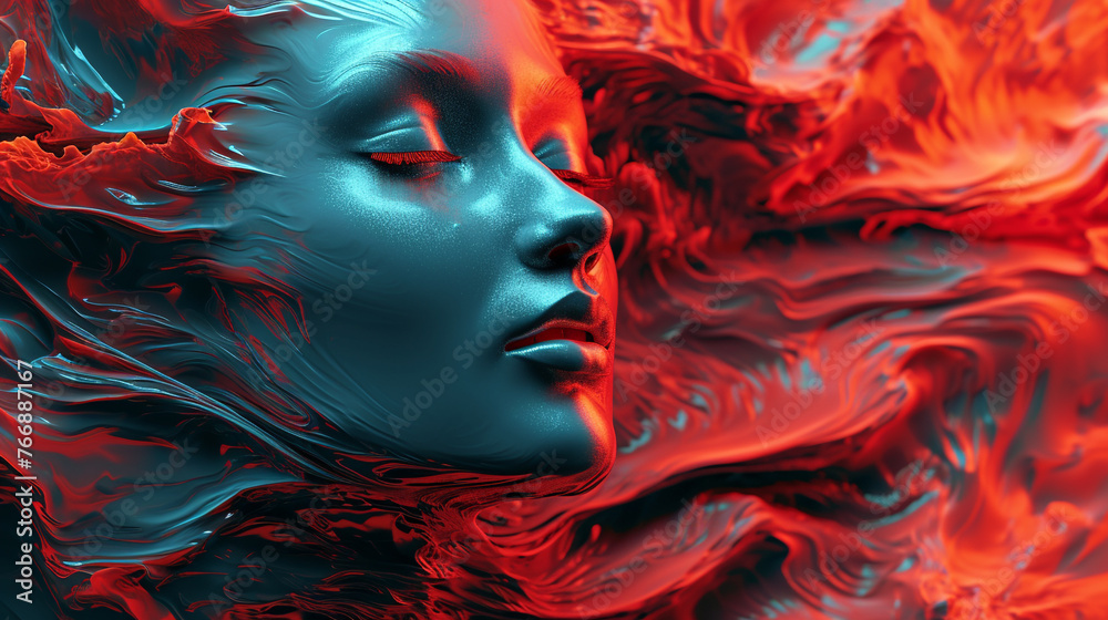 A mesmerizing composition capturing the timeless beauty of a woman's closed eyes in an abstract dreamscape.