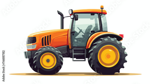 Farm Tractor flat vector isolated on white background