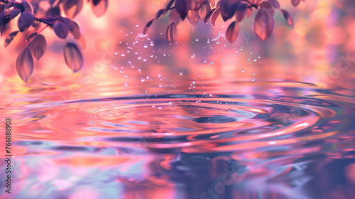Tranquil water scenes with light reflections and nature elements