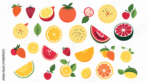 Fototapeta Naklejka Na Ścianę i Meble -  Fruits illustration flat vector isolated on white background