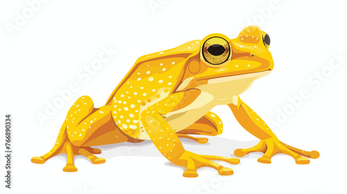 Fun yellow frog flat vector isolated on white background
