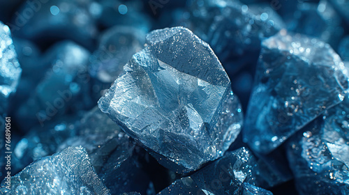 Palladium mineral rocks, prime lens, macro close-up shot, isolated against blue background. Bright, studio lighting. Uncut, mined, mining, raw 