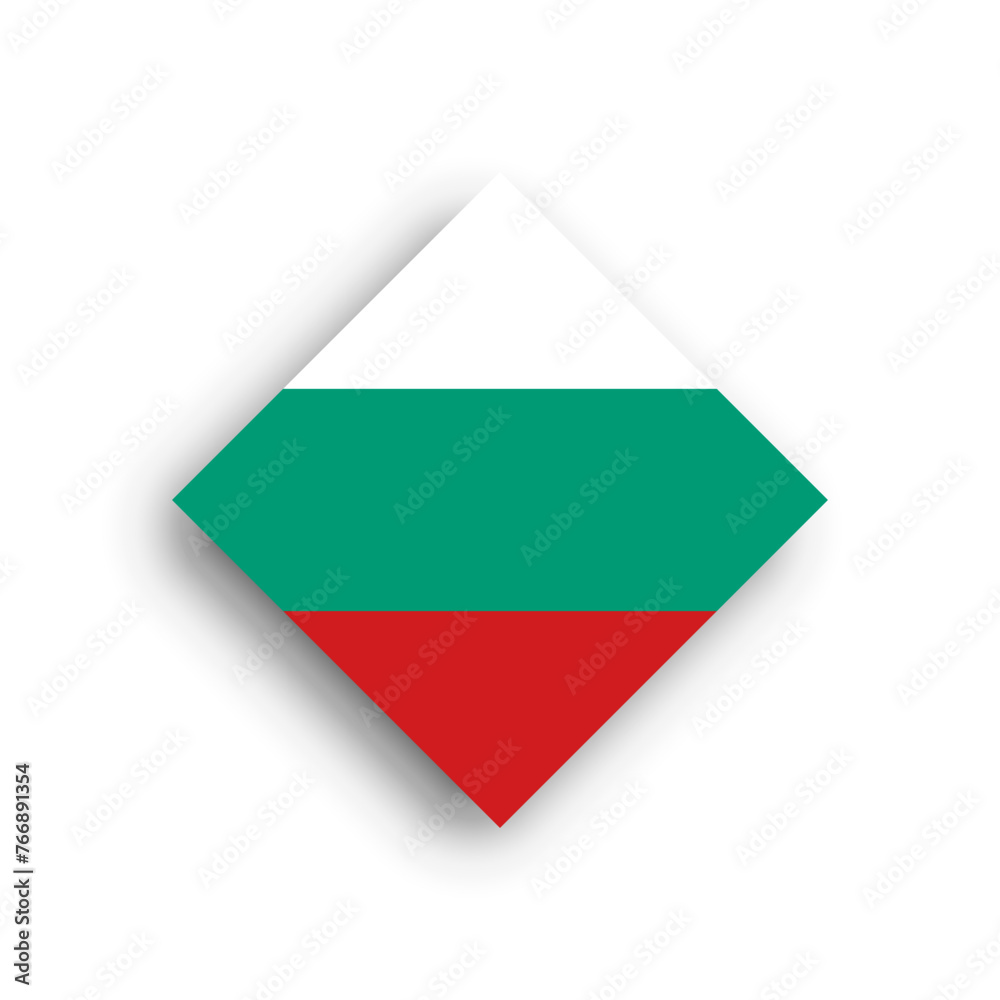 Bulgaria flag - rhombus shape icon with dropped shadow isolated on white background Bulgaria flag - rhombus shape icon with dropped shadow isolated on white background