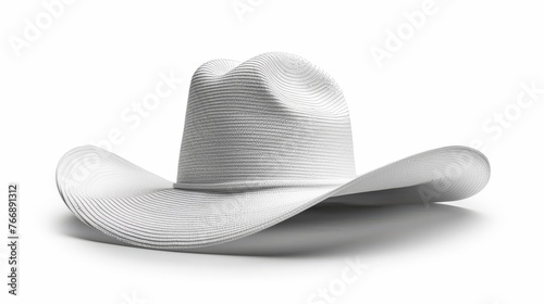 Isolated white hat font on white background.