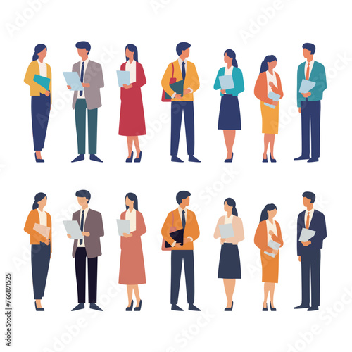 資料を持つ男女のビジネスマンのイラスト