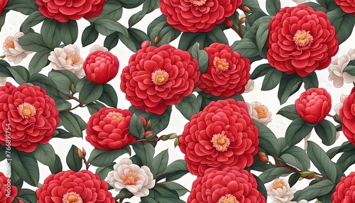 Beautiful Camellia Pattern Background Wallpaper