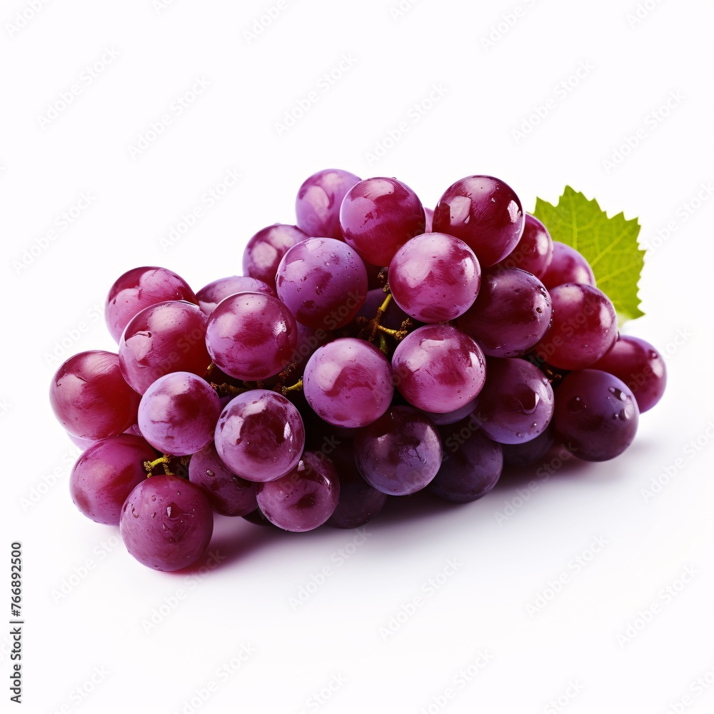 Fototapeta premium Purple Grapes on a plain white surface